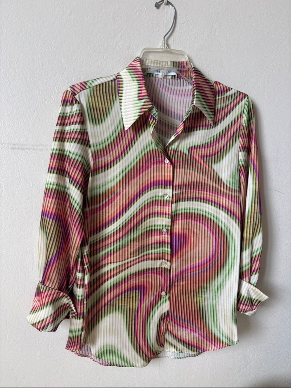 Mango Multicolor Wavy Stripe Button-Down Shirt